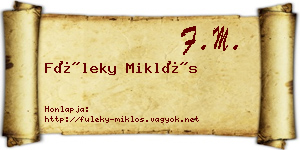 Füleky Miklós névjegykártya